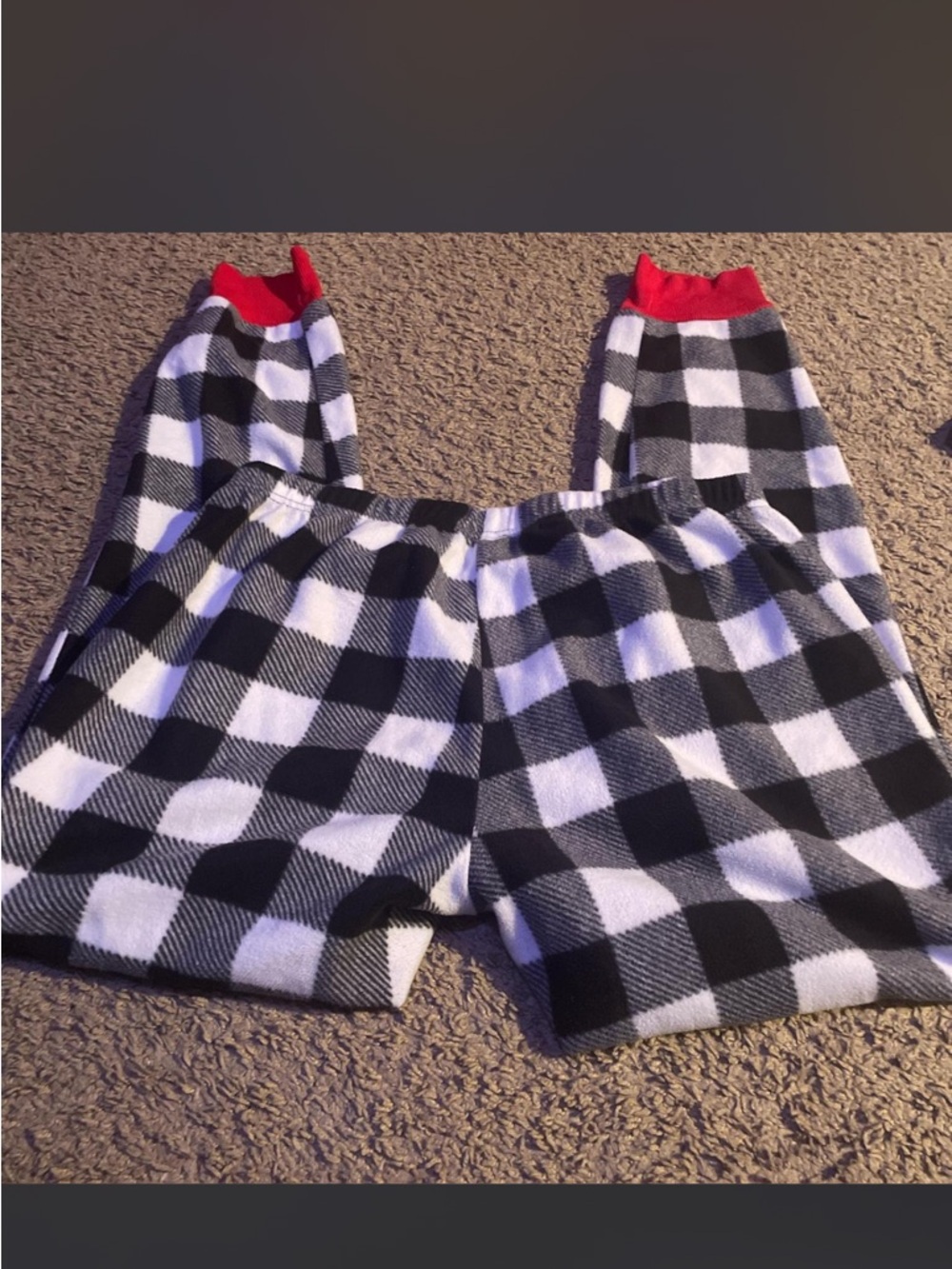 Kids Black & White Plaid Pajama Set with Red Cuffs